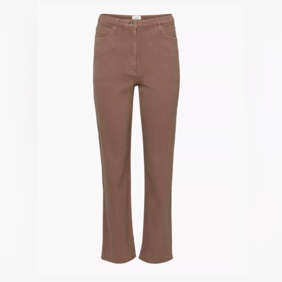 Aritzia WILFRED FREE Melina Cotton Twill Straight Leg Pants, Size 4 deep taupe - Picture 1 of 16